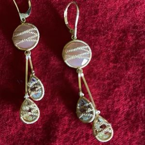 Peach moonstone, quartz & topaz earrings